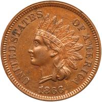 1866 Indian Head 1C Choice About Unc