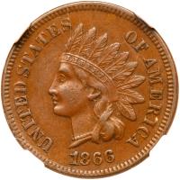 1866 Indian Head 1C NGC AU55 BR