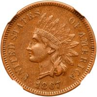 1867 Indian Head 1C NGC AU50 BR