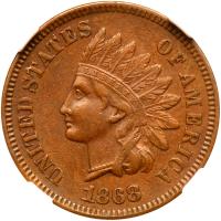 1868 Indian Head 1C NGC AU55 BR