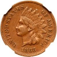 1868 Indian Head 1C NGC AU50 BR