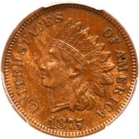 1875 Indian Head 1C PCGS AU55