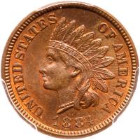 1884 Indian Head 1C PCGS MS64 RB