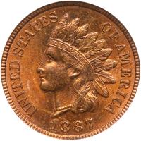 1887 Indian Head 1C PCGS MS64 RB