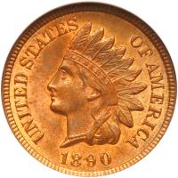 1890 Indian Head 1C ANACS MS63 RB