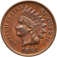 1891 Indian Head 1C Sharpness of AU50