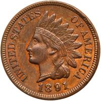 1891 Indian Head 1C AU55