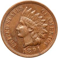 1891 Indian Head 1C AU55