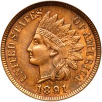 1891 Indian Head 1C ANACS MS60 RB
