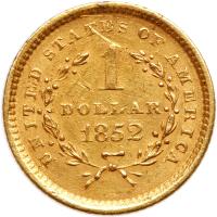 1852 $1 Gold Liberty About EF - 2