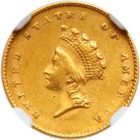 1854 $1 Gold Indian NGC AU Details
