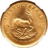 South Africa. Â¼ Krugerrand, 1981 NGC MS67 - 2