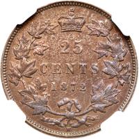 Canada. 25 Cents, 1872-H NGC AU50 - 2