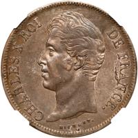 France. 5 Francs, 1827-W (Lille) NGC EF40