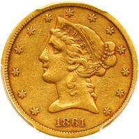 1861 $5 Liberty PCGS VF30