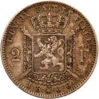 Belgium. 2 Francs, 1866 VF - 2