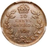 Canada. 10 Cents, 1920 PCGS About Unc - 2