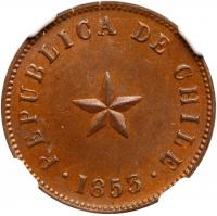 Chile. Â½ Centavo, 1853 NGC MS62 BR