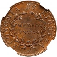 Chile. Â½ Centavo, 1853 NGC MS62 BR - 2