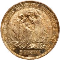 Hungary. Coronation Restrike 5 Kororna, 1907-KB PCGS Proof 67 - 2