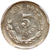 Mexico. 5 Centavos, 1892-Mo M PCGS MS64 - 2