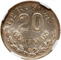 Mexico. 20 Centavos, 1899-Go R NGC MS63 - 2