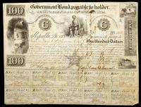 Republic of Texas $100 Government Bond