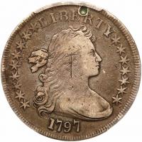 1797 Bust $1. 9 Stars L, 7 R, Lg Letters