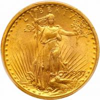 1907 $20 St. Gaudens. Flat Relief PCGS MS62