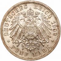 German States: Baden. 5 Marks, 1902 EF to About Unc - 2