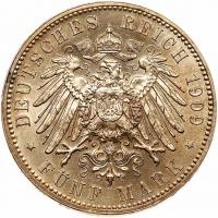 German States: Saxony. 5 Marks, 1909 Almost Unc to Unc. - 2