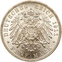 German States: Bavaria. 5 Marks, 1911-D Brilliant Unc - 2