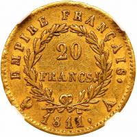 France. 20 Francs, 1811-A (Paris) NGC AU55 - 2