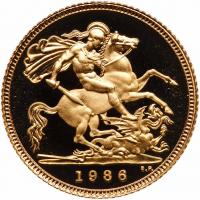 Great Britain. Half Sovereign, 1986 Choice Brilliant Proof - 2