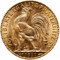 France. 20 Francs, 1911 Choice Brilliant Unc - 2