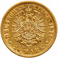 German States: Hamburg. 20 Mark, 1877-J VF - 2