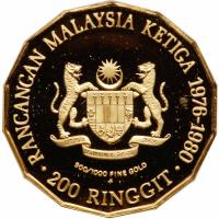 Malaysia. 200 Ringgit, 1976-FM Choice Brilliant Proof