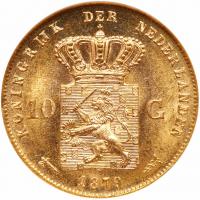 Netherlands. 10 Gulden, 1879 NGC MS66 - 2