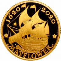 Great Britain/ United States. 400th Anniversary of the Mayflower Voyage Two Piece Set: British 25 Pounds and United States 10 Do