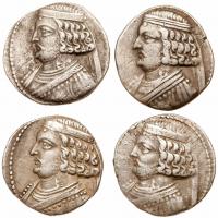 Parthia. Phraates IV, 38/7 - 2 BC. 4-piece lot of Silver Tetradrachms approx. 15 gr. ea)