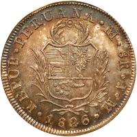 Peru. 8 Reales, 1826-JM (Lima) ANACS MS62