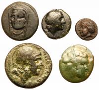 5-piece lot of Better Greek Bronzes VF