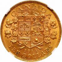 Canada. 10 Dollars, 1914 NGC MS62 - 2