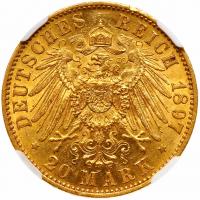 German States: Prussia. 20 Marks, 1897-A NGC AU58 - 2