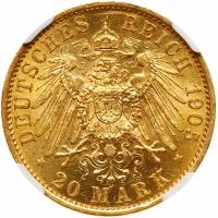 German States: Prussia. 20 Marks, 1905-A NGC MS61 - 2