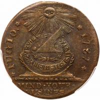 1787 Fugio Cent. Pointed rays, cinquefoils, "UNITED STATES"
