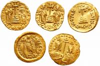 5-piece lot of Late Roman and Byzantine Gold Solidii