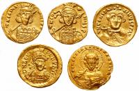 5-piece lot of Late Roman and Byzantine Gold Solidii - 2