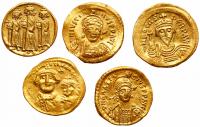 5-piece lot of Byzantine Gold Solidii