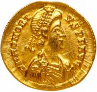 Honorius, AD 393-415. Gold Solidus (4.33 g) Nearly Mint State